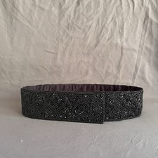 Talbots Vintage 90s Sparkly Beaded Black Tie Belt Women's 28  Waist