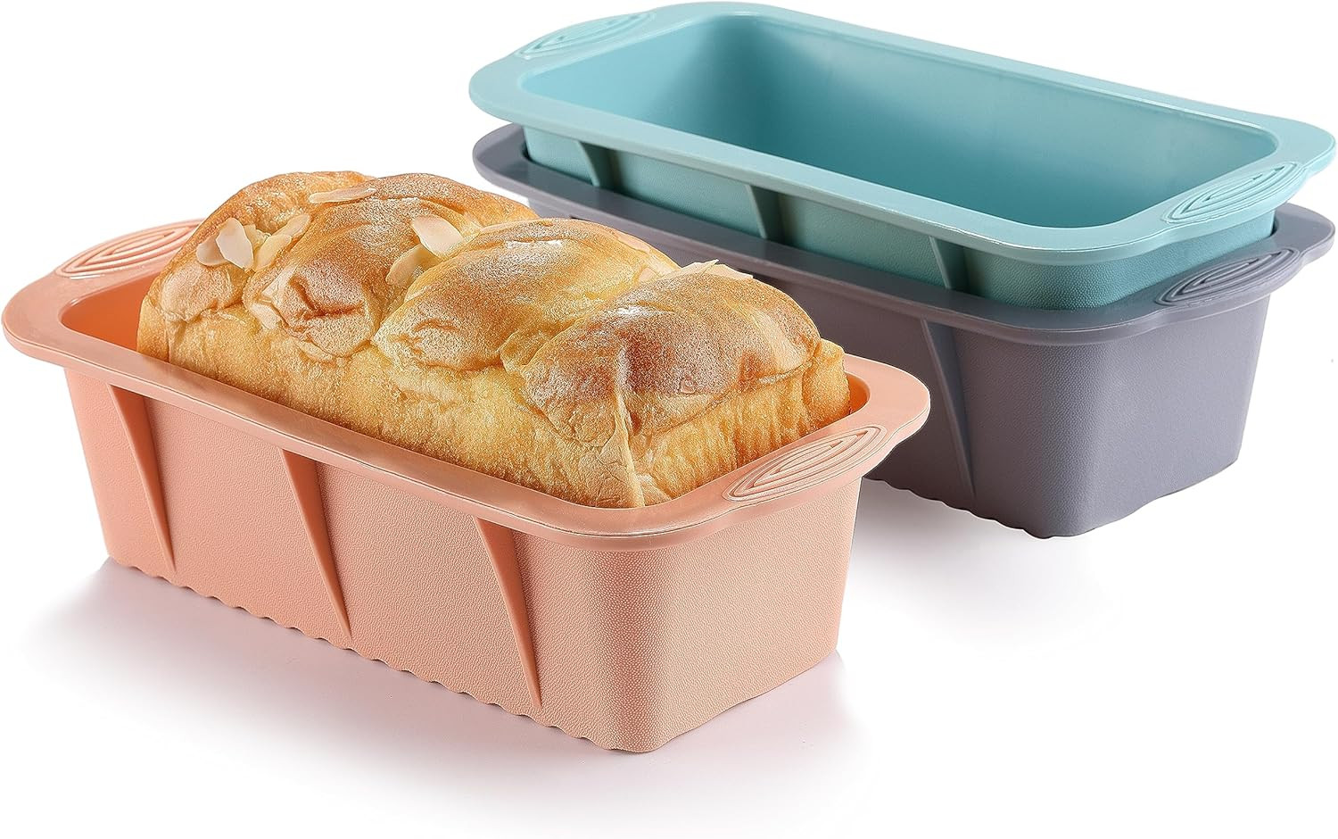 3PCS Silicone Bread Loaf Pan, Non-Stick Bread Pans Easy Release Loaf Pan