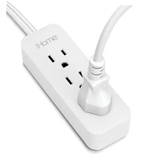  3 Outlet Power Strip with 3ft Nylon Braided 3ft Cord White 3 AC Outlets