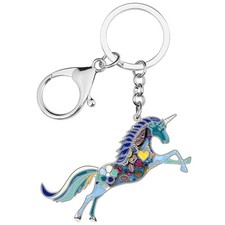 BONSNY Enamel Alloy Horse Unicorn Key Chains Rings For Women Girl Car Purse b...