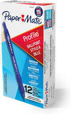Blue Retractable Ballpoint Pens, Medium Point 1.0mm, 12 Count Pack