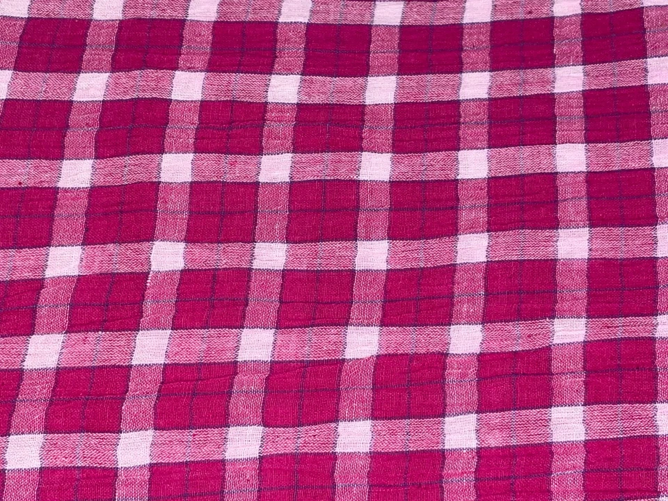 1 ярд винтажная хлопчатобумажная клетчатая ткань BTY розовая белая 36 дюймов x 42 дюйма - Изображение 2 из 4