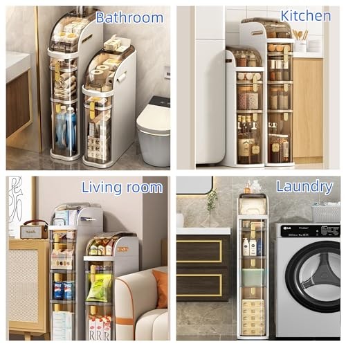 Mueble de almacenamiento de baño delgado, almacenamiento de baño estrecho, plástico 3 niveles - Imagen 5 de 7