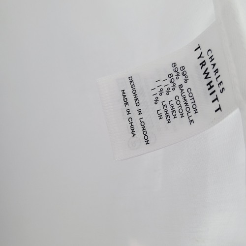 BNWOT NEW CHARLES TYRWHITT MENS SHIRT 16.5" NECK SLIM FIT White Part Linen D16 - 第 8/9 張圖片