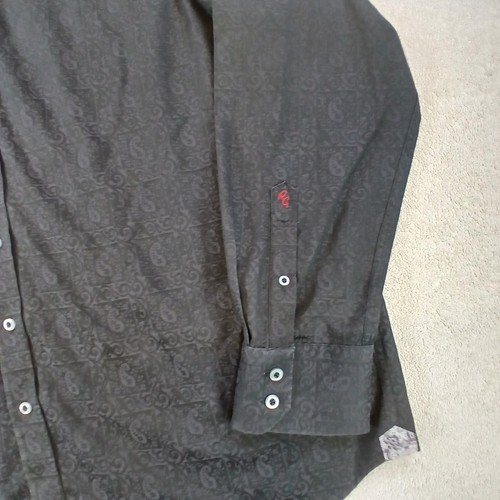 Robert Graham Shirt Men's Large Black Paisley Long Sleeve Flip Cuff Woven Sz 1XL - Picture 6 of 16
