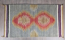 Mexican ? hand woven dazzler wool saddle blanket / rug, Navajo style 32 x 18"