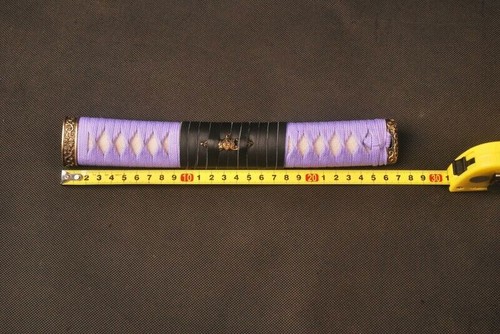 Lavender Silk Cord Real Rayskin Brass Fittings Handle Tsuka For Japanese Katana - Picture 4 of 9