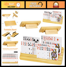 Adjustable Wooden Card Holders Set of 4 - 5 Slots for Canasta, Bridge, Seniors 
