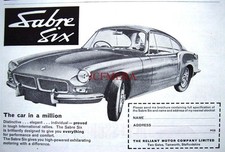 1964 Reliant 'Sabre Six Sports Car Advert #1 - Vintage Auto Print Ad