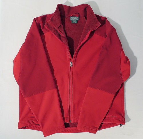 LL BEAN Mens XL REG Nylon Soft Shell Jacket Fleece Lined Red Full Zip - Picture 5 of 6