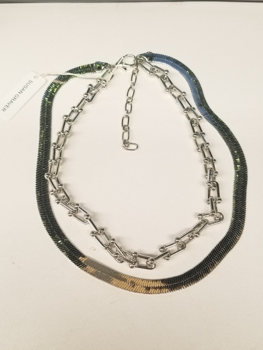 Susan Graver Multi-Chain Adjustable Necklace Silver tone