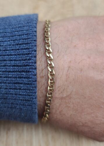 10k Solid Yellow Gold Mariner Anchor Chain 7.25" Bracelet 3.8mm Signed R&B 4.5gr - Picture 4 of 15