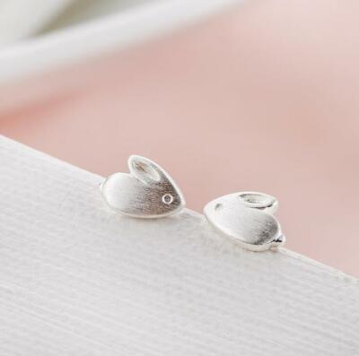 Super Adorable Tiny Silver Animal Rabbit Stud Earrings