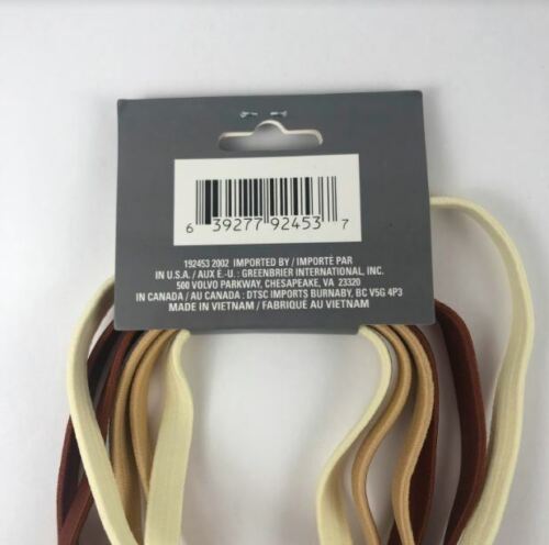 Brown / Tan / White Stretch Elastic Sport Headbands - No Metal- 1/3" - Set of 6 - Picture 2 of 3