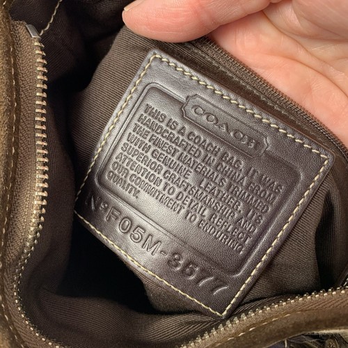 COACH Leather Suede Canvas Accent Womens Shoulder Bag #3577 Brown Y2K Mini C EUC - Picture 11 of 16