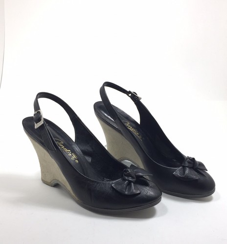 VINTAGE 80er JAHRE DAMEN CANDIE'S SCHUHE SCHWARZ LEDER 7M - Bild 1 von 8
