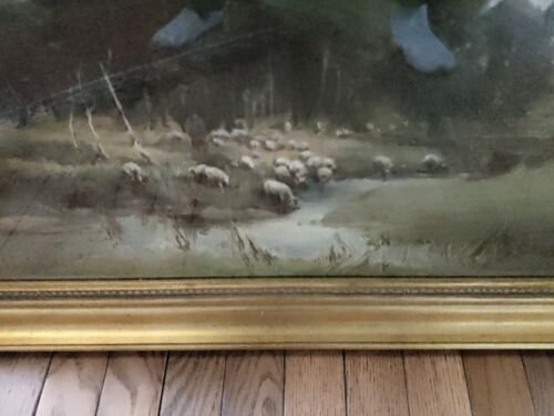Landscape with Herd of Sheep in Pasture Signed LL. - Picture 3 of 4