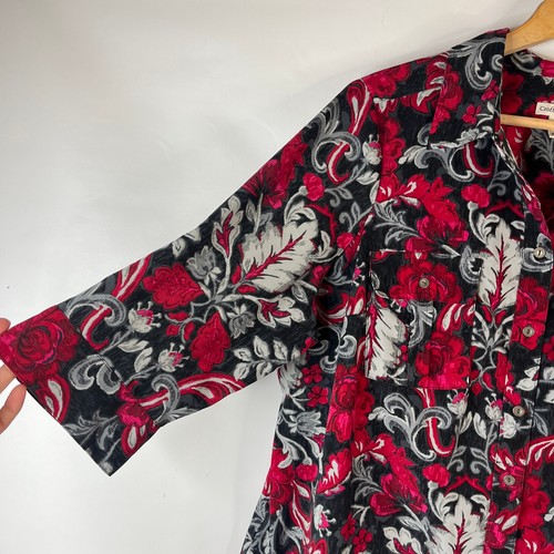 Crofts & Barrow Womens Tunic Top Size 1X Red Floral Button Up Chest Pocket - Picture 14 of 21