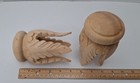 1 pair Graber LEAF FINIALS for 2" Wood Pole, Hand Carved, Natural, # 3-1218-0