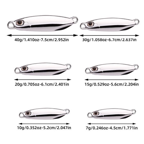 5PCS Spoon Metal Jigs Fishing Lures Electroplated 7-40g Mackerel Bass Bait - Picture 10 of 18
