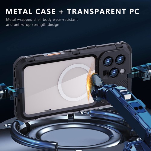 Waterproof Magnetic Back Panel Heavy Duty Case for iPhone 14 15 16 Plus Pro Max - Picture 5 of 23
