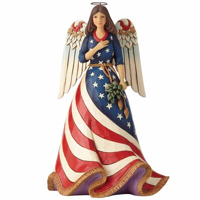 Jim Shore Patriotic Angel Statue Figurine Flag Dress Heartwood Creek 6001084