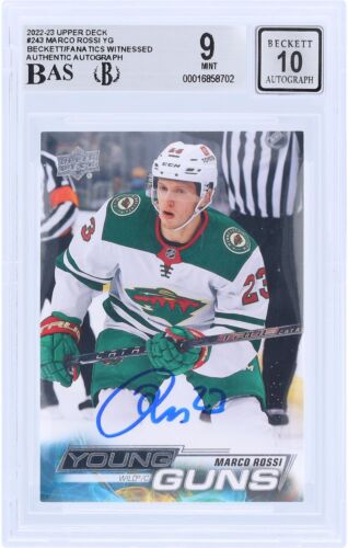 Marco Rossi Wild Signed 2022-23 Upper Deck Series 1 #243 BAS 9/10 Rookie Card