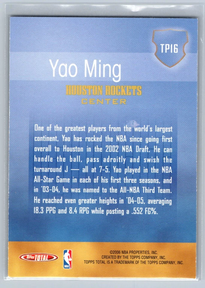 2005-06 Topps Total Yao Ming #TP16 Total Performance - Image 2 of 2