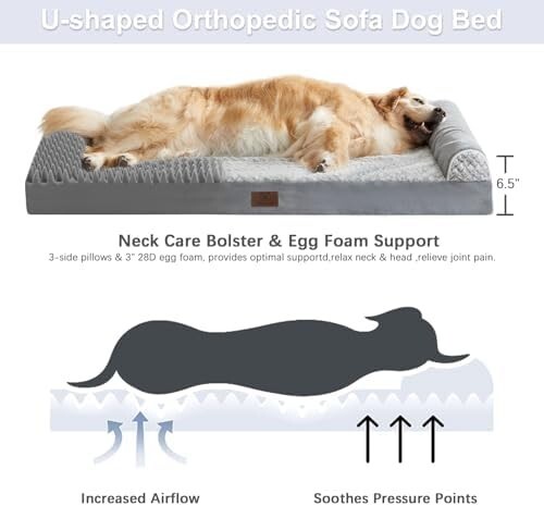 Orthopedic Sofa Dog Bed - Ultra Comfortable Beds for Medium Medium, Gray - Picture 7 of 7