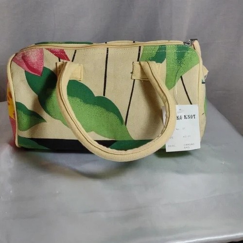 Vintage NWT 70's Koko Knot Tropical Motif Canvas Mini Duffle Style Handbag - Picture 7 of 18
