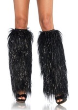 Leg Avenue Kira Furry Leg Warmers Black/Silver 