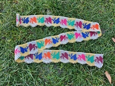 Hand knitted lace, cotton and gold string thread, handmade decorative lace-patch