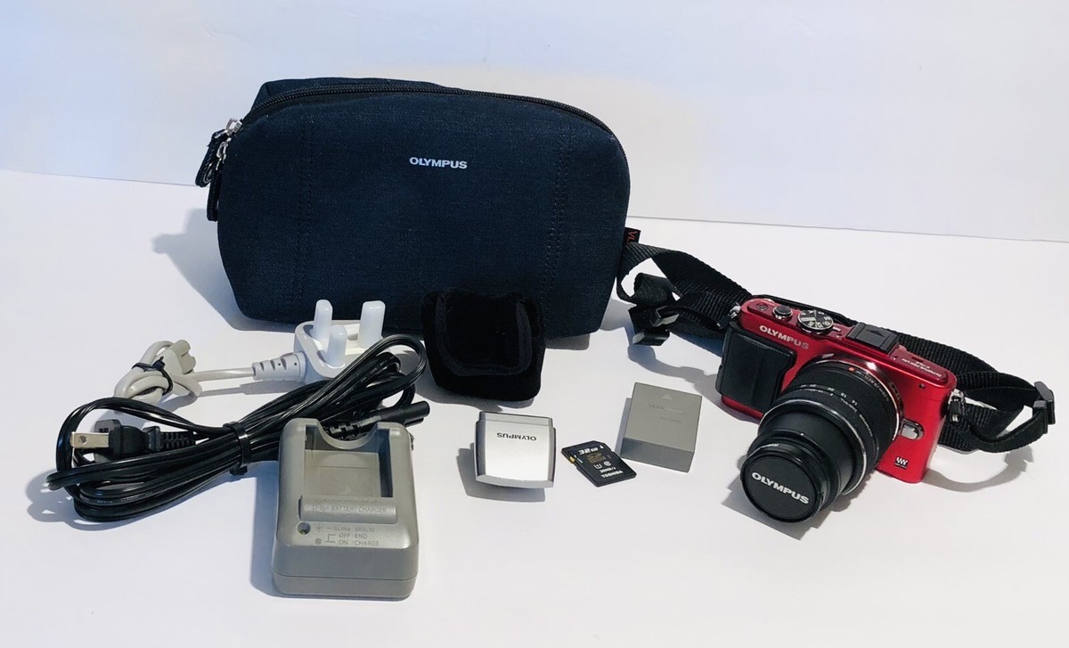 Olympus PEN Lite E-PL6 Red 16.1MP Digital Camera With 14-42mm Lens & Accessories