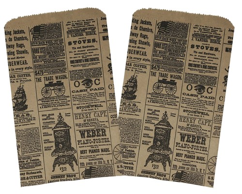 6x9, 8x12, 12x15 Zeitungspapiertüten, Vintage, rustikale Kraft Zeitung Geschenktüten - Bild 6 von 39