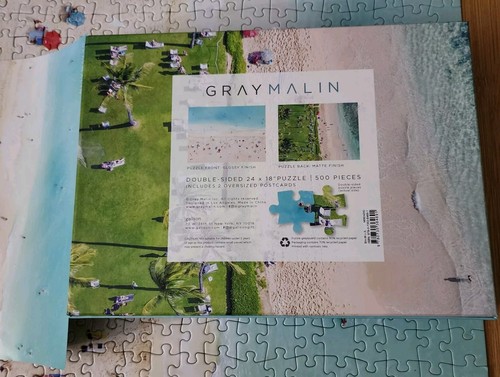 Gray Malin Double Sided Beach Puzzle 500 Piece Includes 2 Oversized Post Card - Picture 3 of 4
