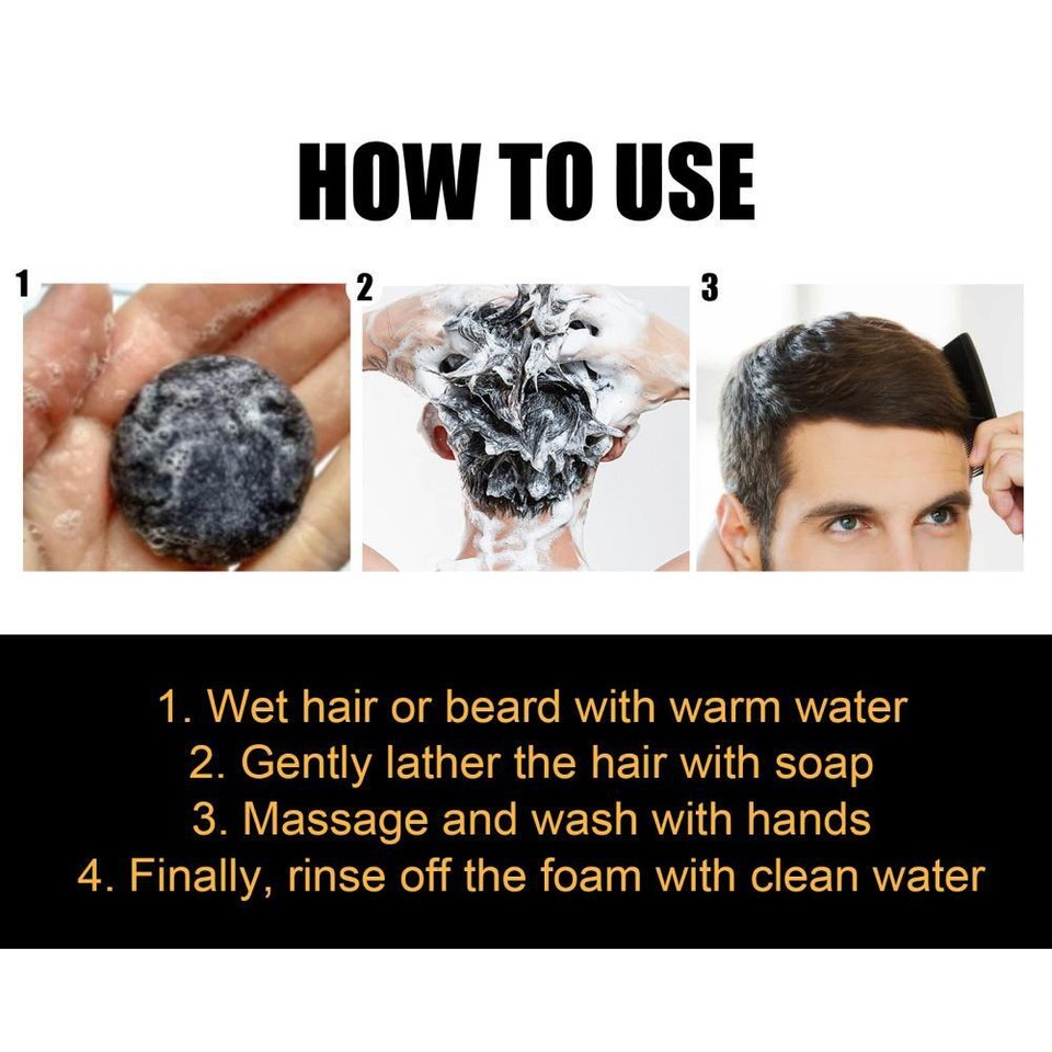 Men's Grey Coverage Bar Shampoo Hair Black Soap for Grey Hair Cover UK