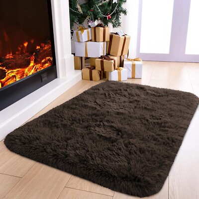 Fluffy Rugs Anti-Slip Large Shaggy Rug Super Soft Mat Living Room Bedroom Carpet