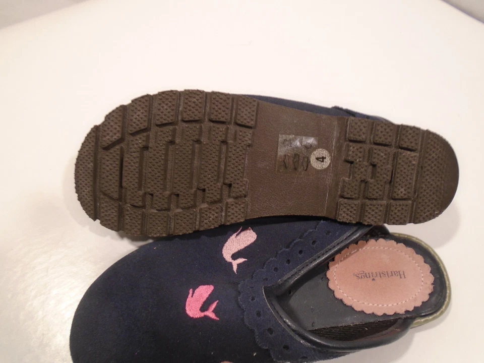 Hartstrings Girls US 4 Youth Clogs Leather Shoes Navy Blue pink Whales Nautical - Imagem 3 de 4