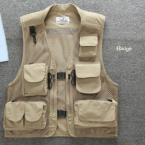 Mens Mesh Fishing Waistcoat Camo Gilet Outdoor Hunting Hiking Vest Summer - Picture 6 of 21