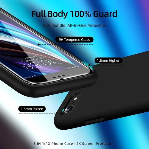 Custodia in silicone per iPhone 8 Plus 7 Plus con protezione schermo cover telefono nuova - Foto 6 di 16