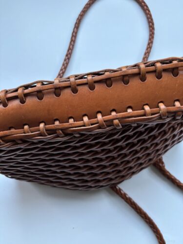 Ellepi Vintage handgefertigte italienische Handtasche geflochten Karmelleder mittelgroß Schulter - Bild 11 von 14
