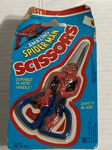 1980 Amazing Spiderman Plastic Handle Scissors Marvel - Damaged Card - Nasta - Picture 3 of 14