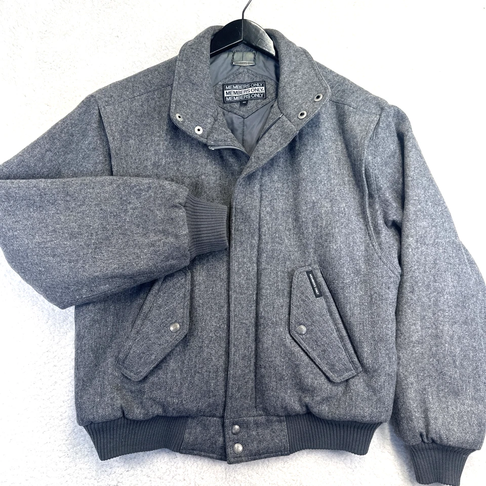 Vintage Members Only Wool Gray Bomber Jacket Mens Sz 40 Gray Full Zip Hipster - Image 2 of 4