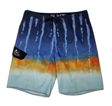 Salt Life Trunks Board Shorts SLX-QD LIVE SALTY Blue Ombre Shorts Men's Size 34