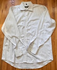 Donald Trump Shirt Mens Large 16.5 34/35 White Long Sleeve Checkered Dress Shirt