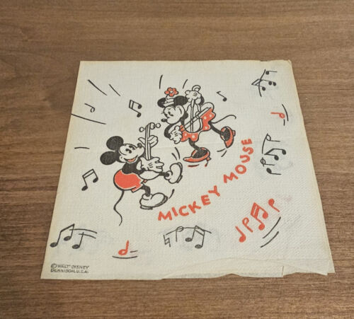 Vintage1960s Disney Napkin Mickey Minnie Mouse #13