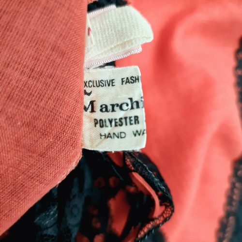 MARCHIONESS Size M Orange with Black Lace Square Drop Carrigan Lingerie Vintage - Picture 7 of 9
