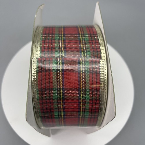 Elegent Plaid Celebrate It Holiday Wire Edge Bow-Tique Ribbon 2.5”x 45ft - Picture 3 of 4