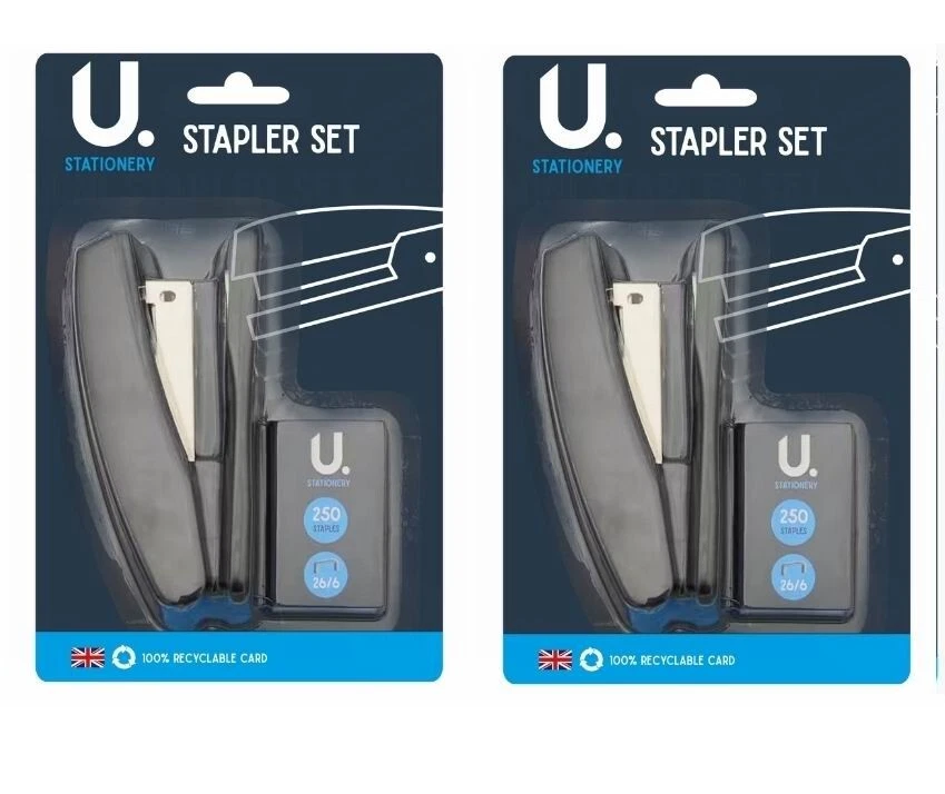 2 Pack STANDARD STAPLER SET 500 STAPLES Office Home Work Strong Stationery Set - Picture 1 of 4