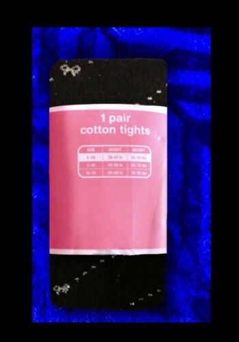 1 Pairs Circo Cotton Knit Tights Girl's Size 4-6X Black with Silver Bows/dots - Picture 3 of 12